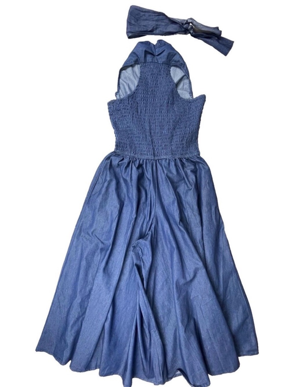 Denim Halter Top Wide Leg
Jumpsuit Women's M Blue Jean
Festival Outfit Boho NEW - Picture 3 of 8